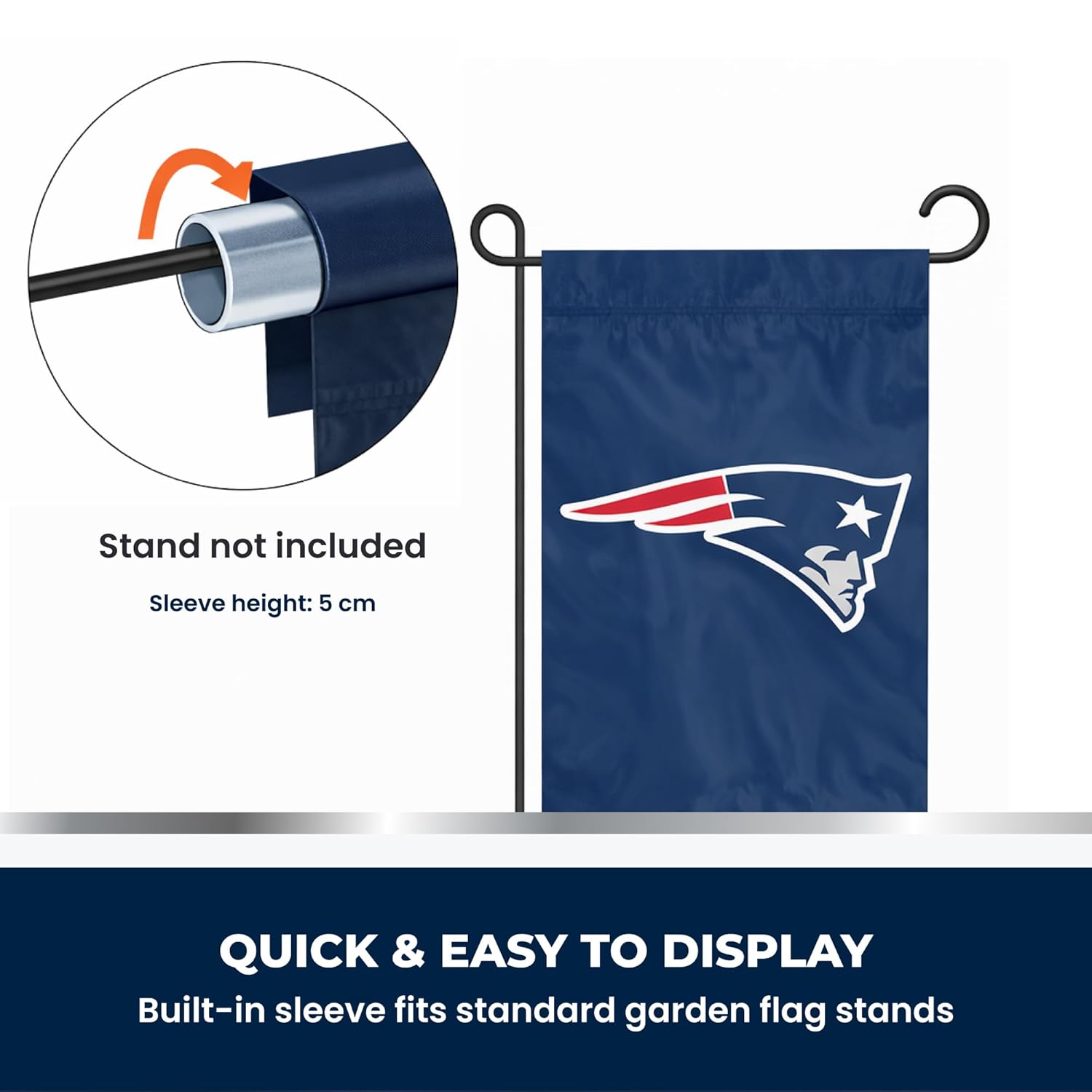 New England Patriots Premium Garden Flag, 12.5x18 Inch, Nylon, Logo Design, Outdoor, Single Sided, Officially Licensed