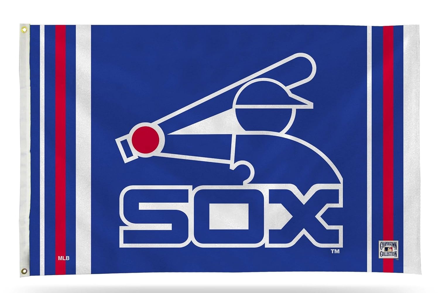 Chicago White Sox Flag Banner, Cooperstown Retro Logo, 3x5 Feet, Polyester, Metal Grommets, Officially Licensed