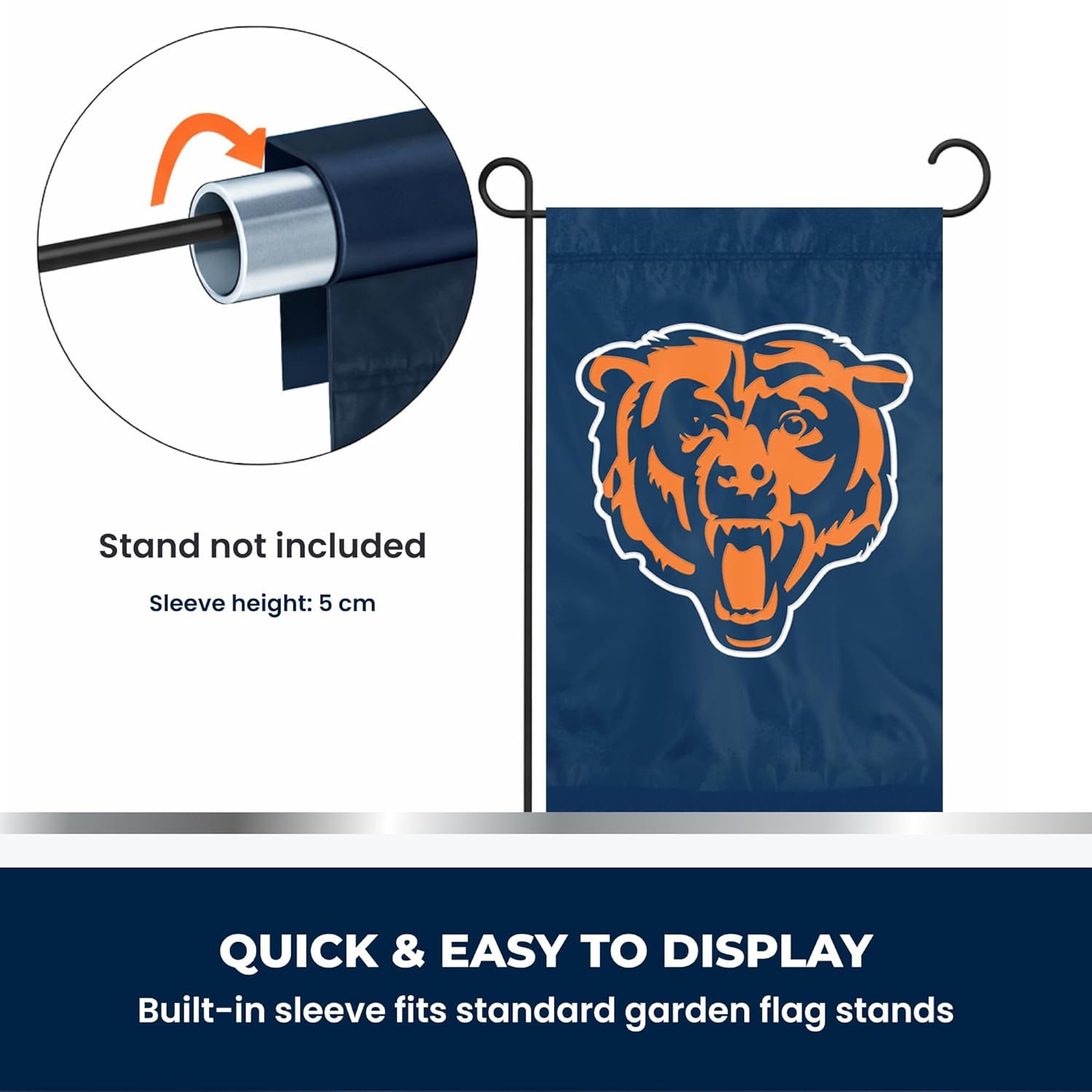 Chicago Bears Premium Garden Flag, 12.5x18 Inch, Nylon, Logo Design, Outdoor, Single Sided, Officially Licensed