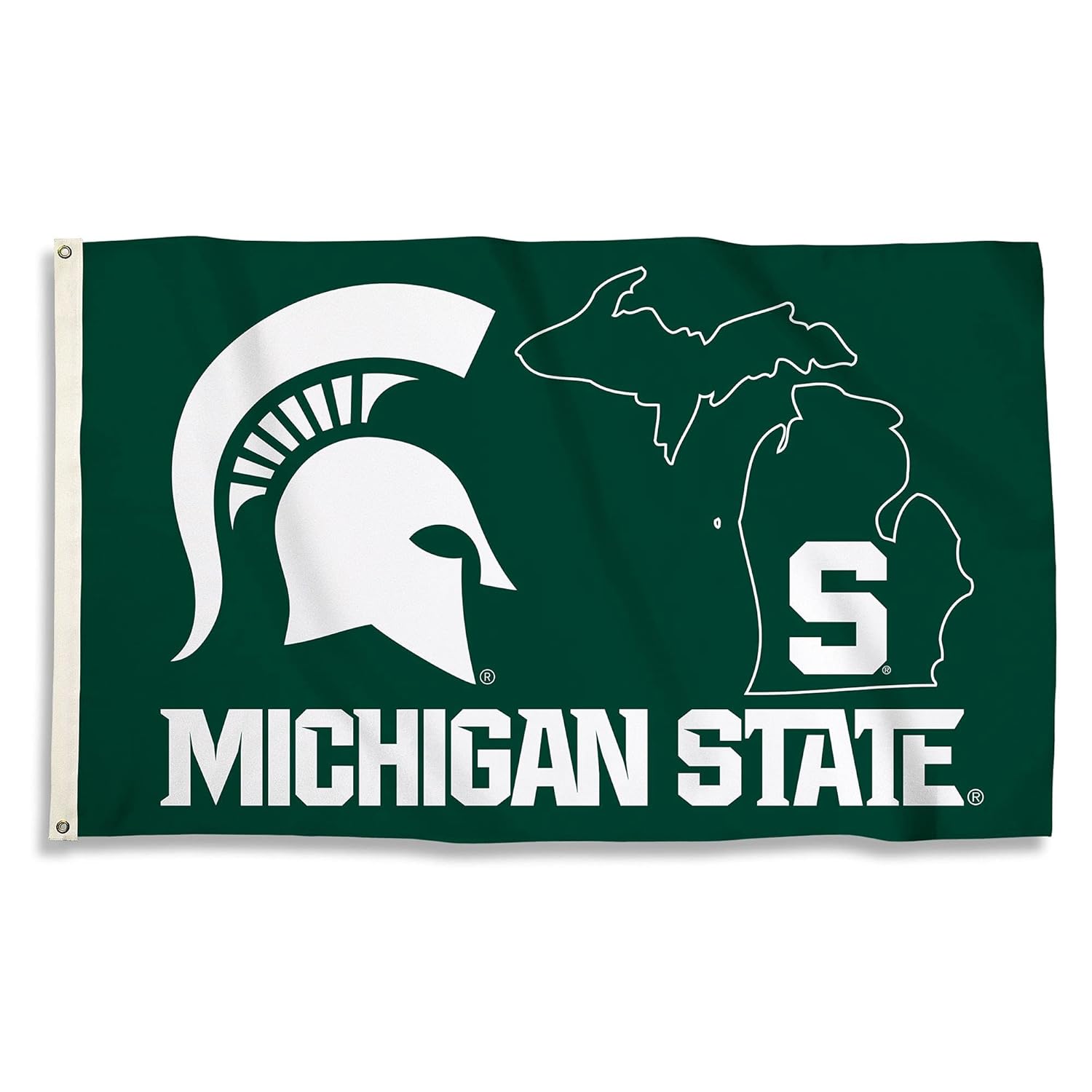 Michigan State University Spartans Premium 3x5 Feet Flag Banner, Home State Design, Metal Grommets, Outdoor Use, Single Sided, Officially Licensed