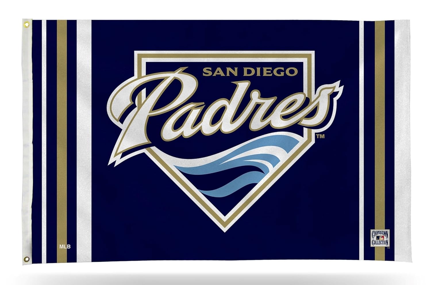 San Diego Padres Flag Banner, 3x5 Feet, Polyester, Wave Retro Logo, Metal Grommets, Outdoor Indoor, Officially Licensed