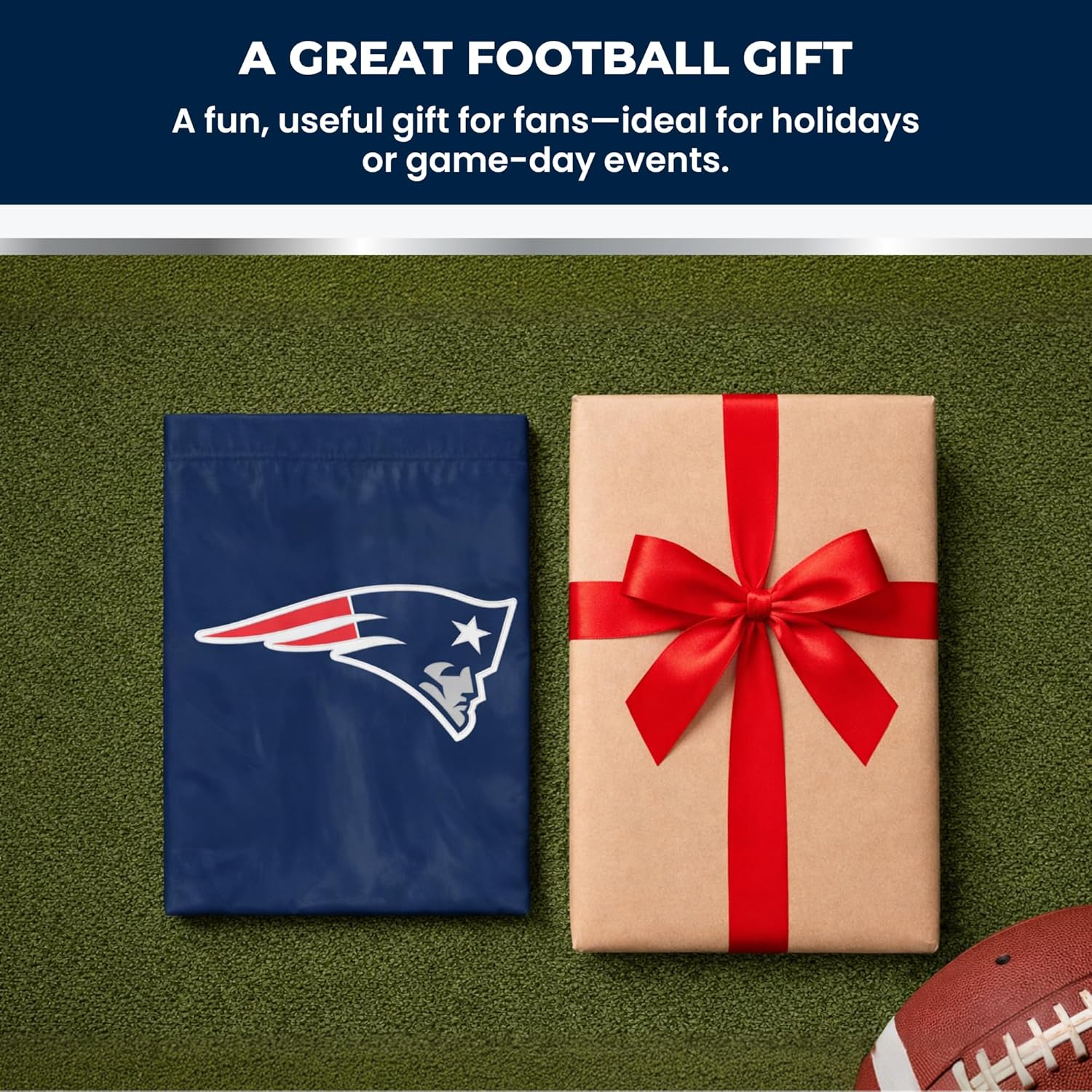 New England Patriots Premium Garden Flag, 12.5x18 Inch, Nylon, Logo Design, Outdoor, Single Sided, Officially Licensed