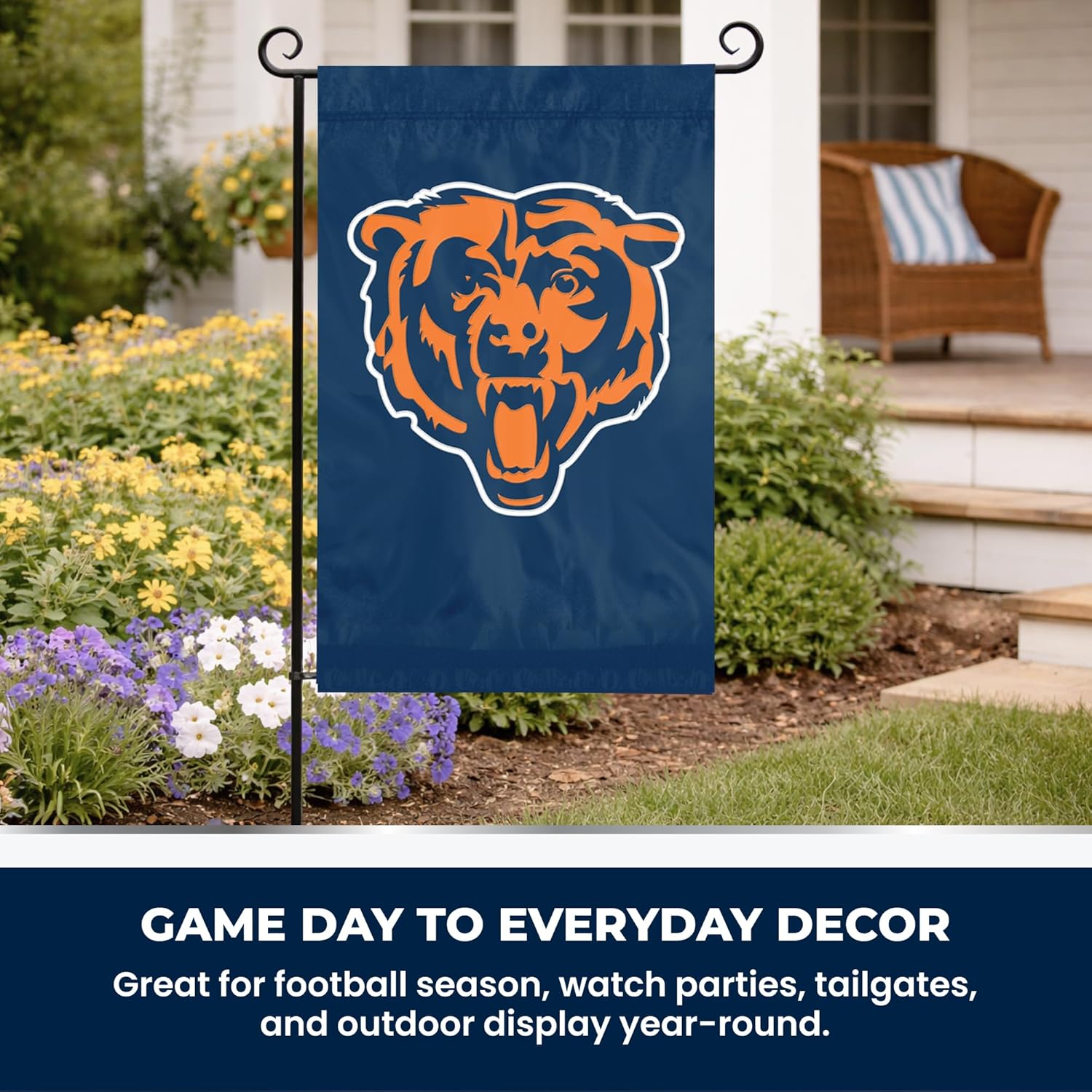 Chicago Bears Premium Garden Flag, 12.5x18 Inch, Nylon, Logo Design, Outdoor, Single Sided, Officially Licensed