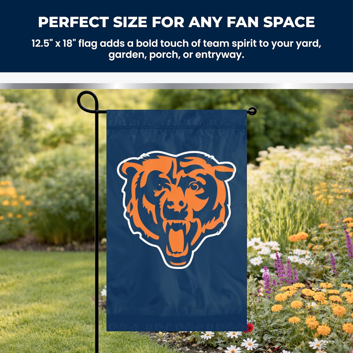 Chicago Bears Premium Garden Flag, 12.5x18 Inch, Nylon, Logo Design, Outdoor, Single Sided, Officially Licensed