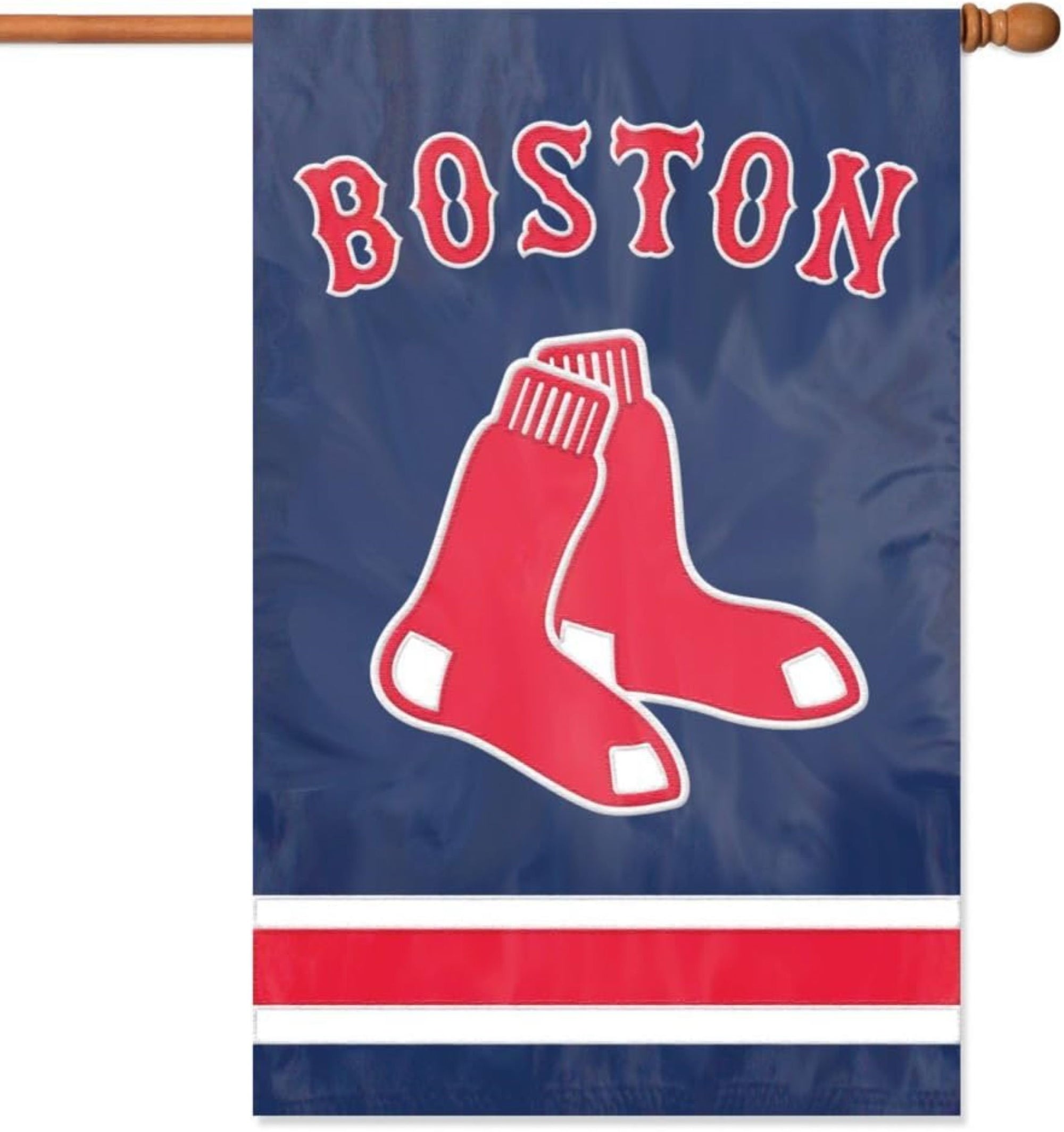 Boston Red Sox Premium House Banner Flag, Primary Logo, True Double Sided, Applique Embroidered Design, 44x28 Inch, Officially Licensed