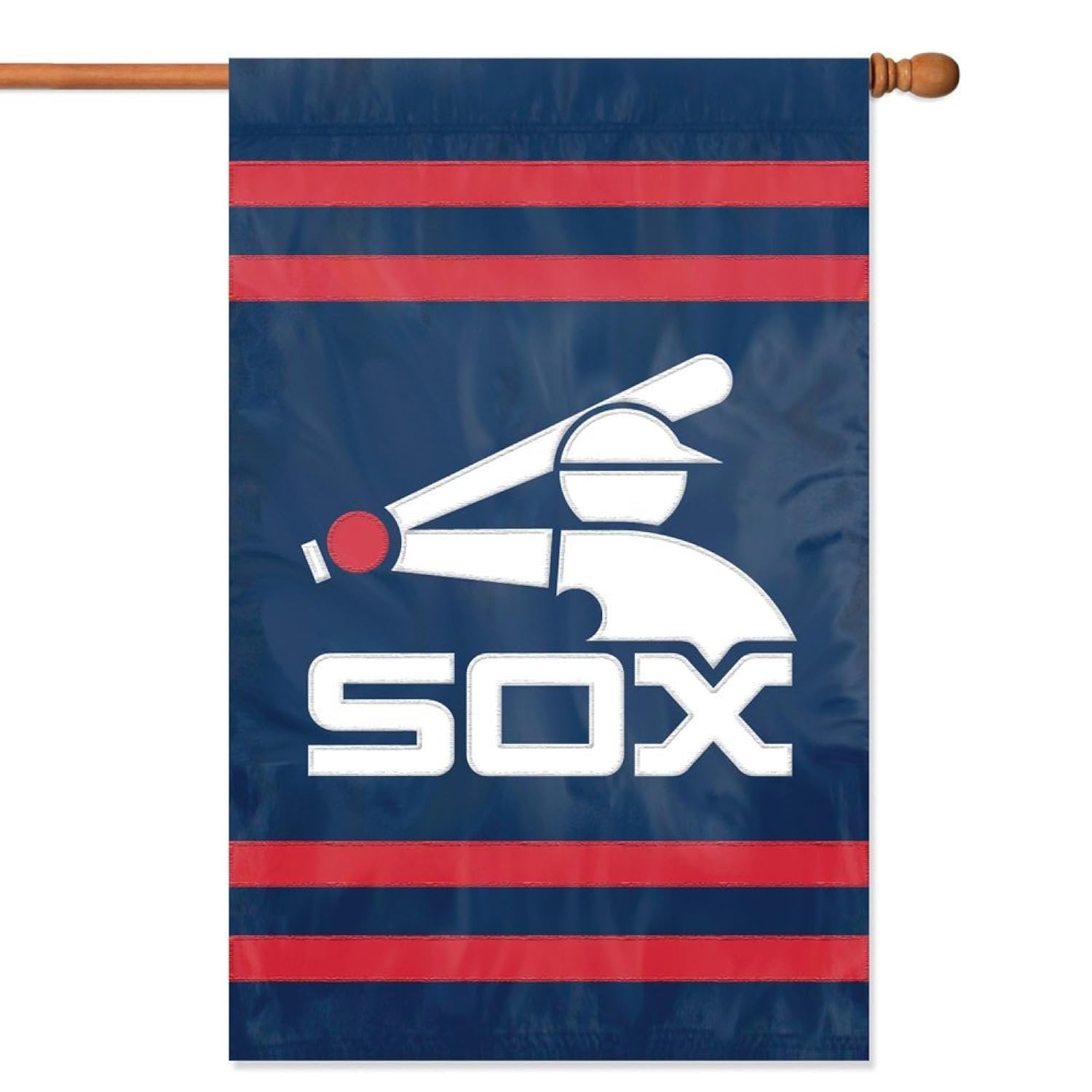 Chicago White Sox Retro "Batterman" Design Premium House Banner Flag, Retro Logo, True Double Sided, Applique Embroidered Design, 44x28 Inch, Officially Licensed