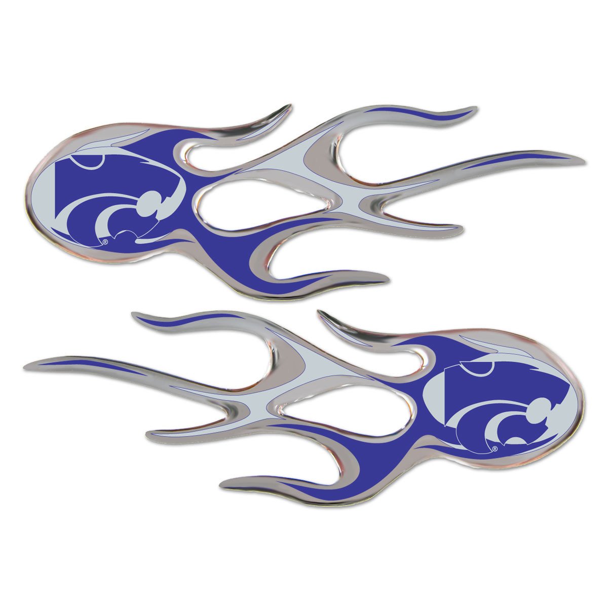 Kansas State University Wildcats 2-Piece Sticker Decal Set, Micro Flame Design, Drip Molded Raised Plastic Construction, 5x2 Inch each, Officially Licensed, Made in the USA