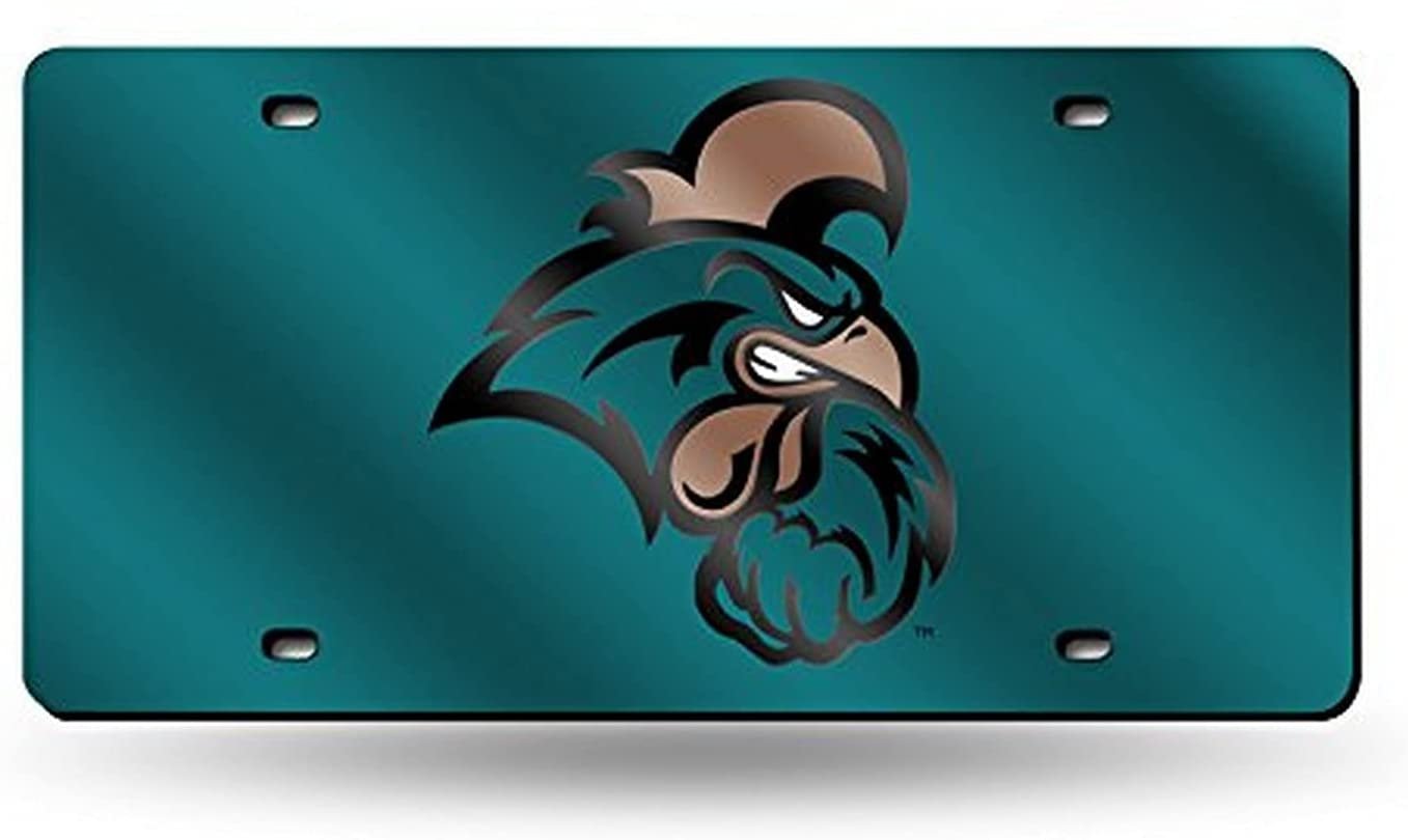Coastal Carolina University Chanticleers Premium Laser Cut Tag License Plate, Teal Mirrored Acrylic Inlaid, 12x6 Inch