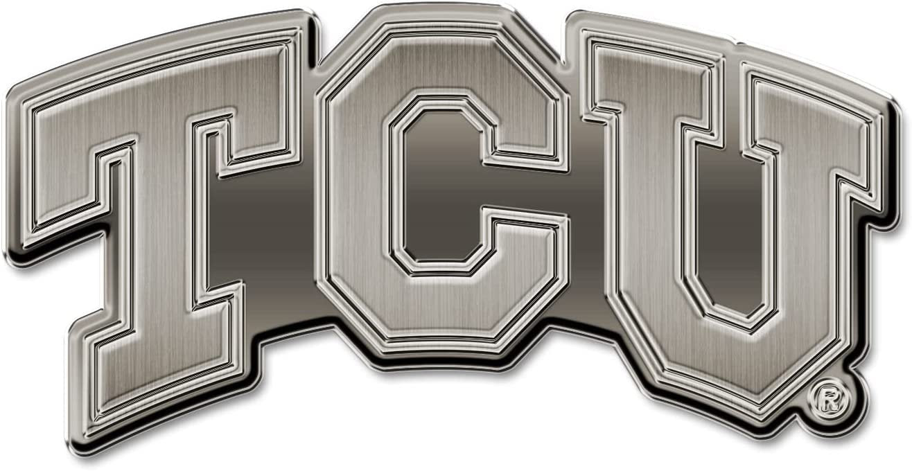 Texas Christian University Horned Frogs TCU Solid Metal Auto Emblem Antique Nickel for Car/Truck/SUV