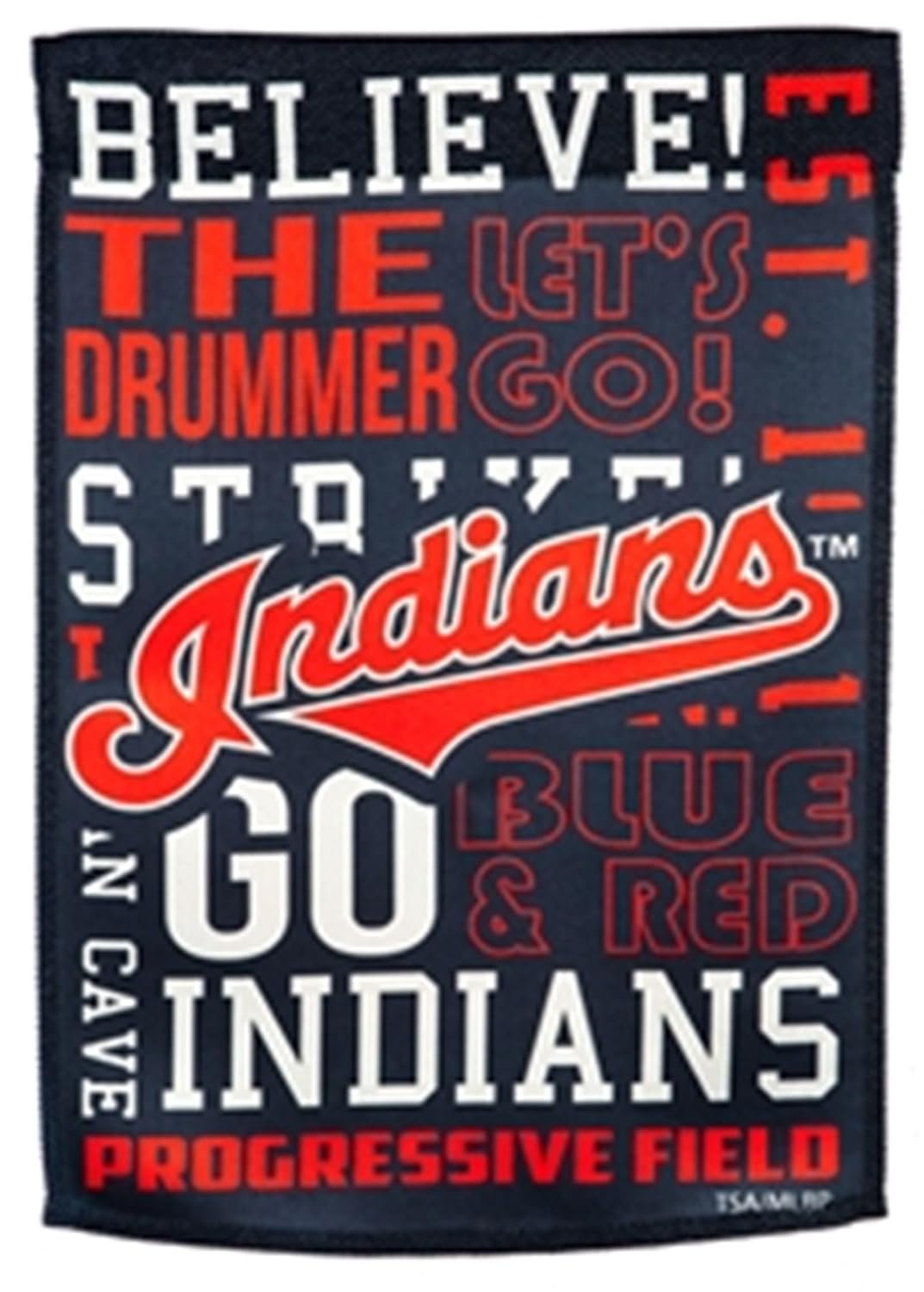 Cleveland Indians Guardians Premium Double Sided Vertical House Banner Flag, Retro Logos with Fan Rules Design, Linen, 28x44 Inch, Officially Licensed