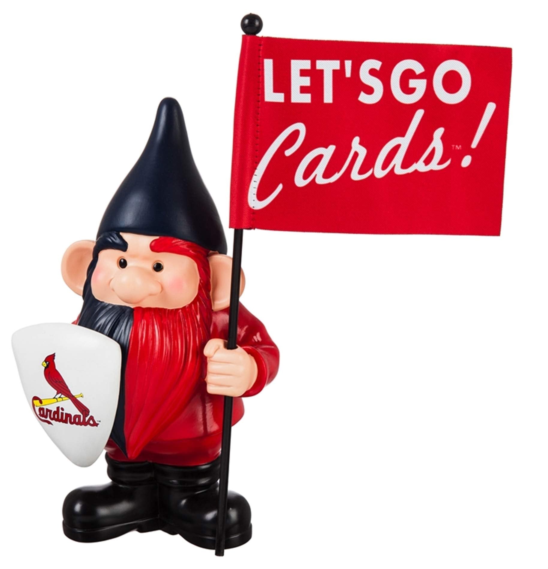St Louis Cardinals 10 Inch Garden Gnome Statue Holding Team Flag, Indoor or Outdoor Decoration, Officially Licensed