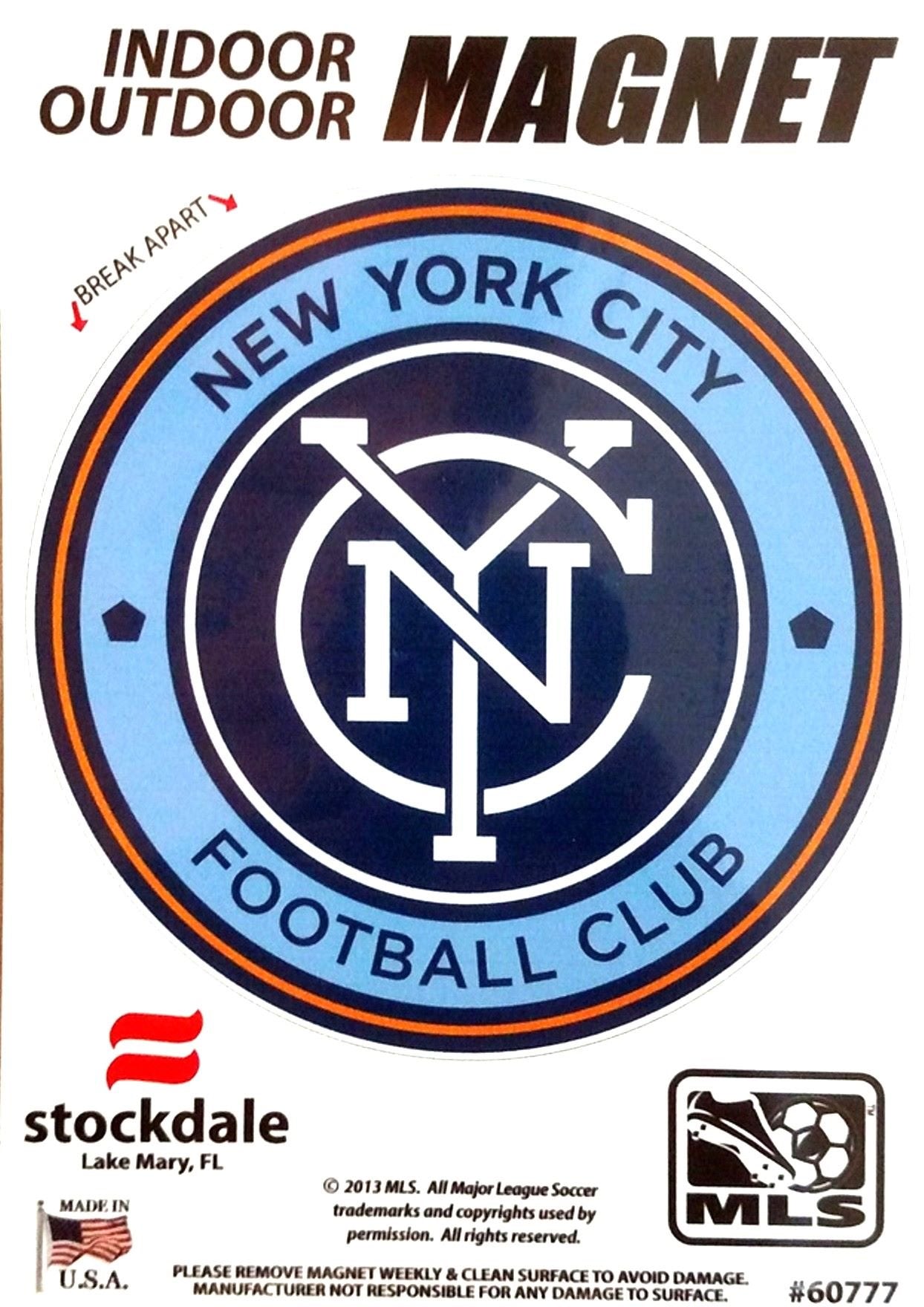 New York City NY FC 5 Inch Perfect Cut Magnet, Heavy Duty, Auto or Home Use, Full Magnetic Backing, Peel and Stick Application, Officially Licensed, Made in the USA