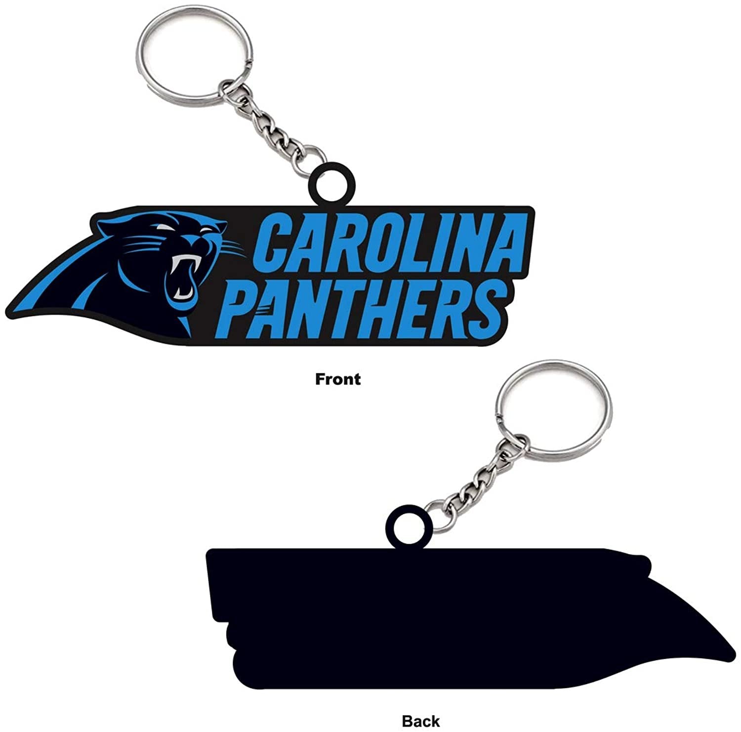 Carolina Panthers Bold Sporty Rubber Keychain - 5" Long x 3" Wide x 0.2" High