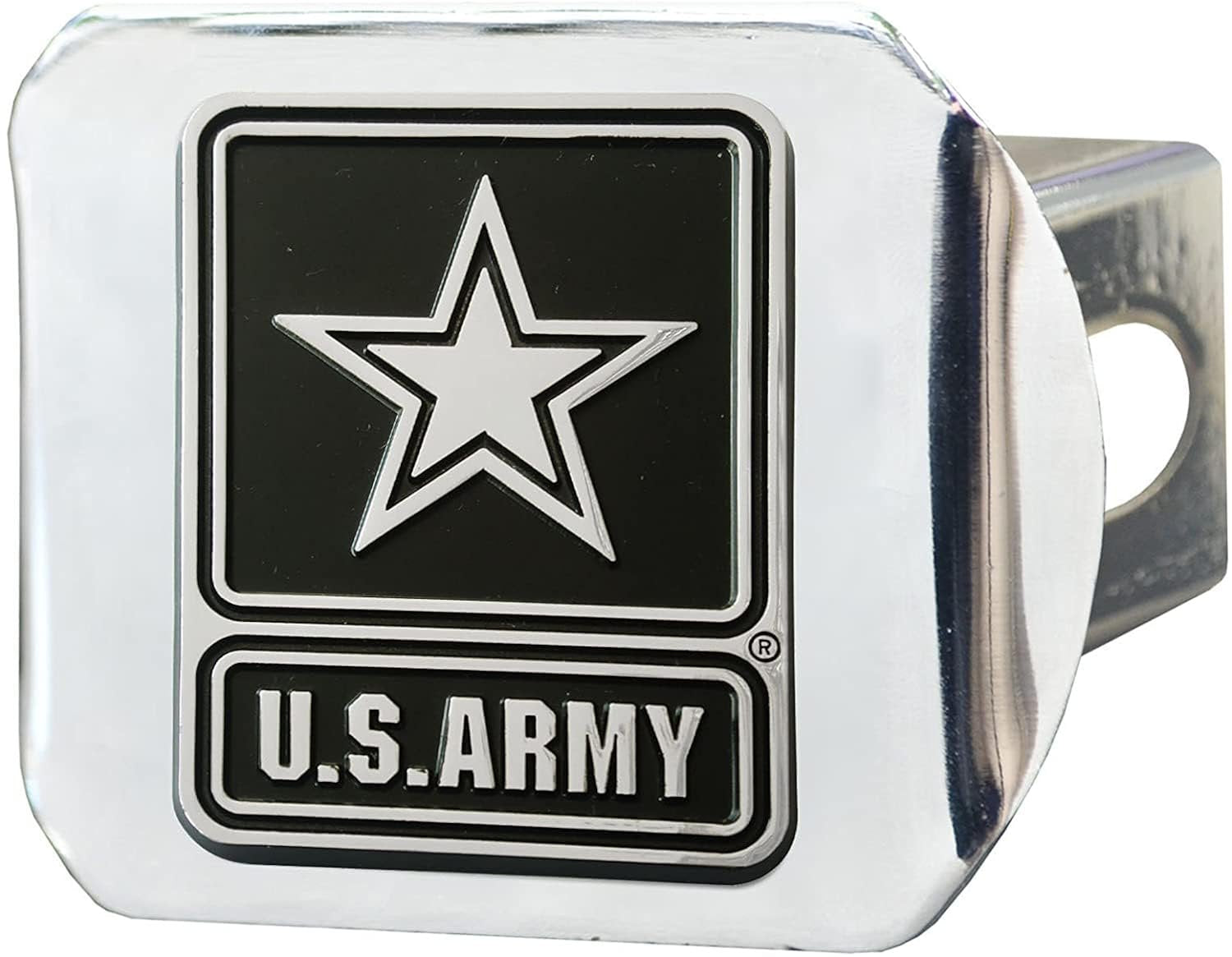 United States Army Military Hitch Cover Solid Metal with Raised Chrome Metal Emblem 2" Square Type III, Officially Licensed
