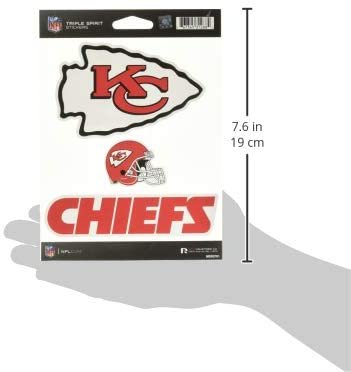 NFL Rico Industries Die Cut 3-Piece Triple Spirit Sticker Sheet, Kansas City Chiefs Team Color, 5 x 7-inches