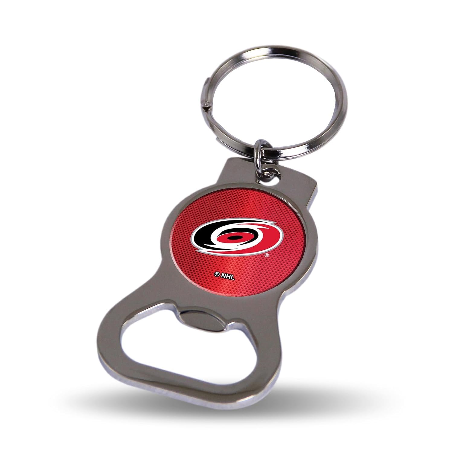 Carolina Hurricanes Premium Solid Metal Bottle Opener Keychain, Silver Key Ring, Team Logo, Officially Licensed