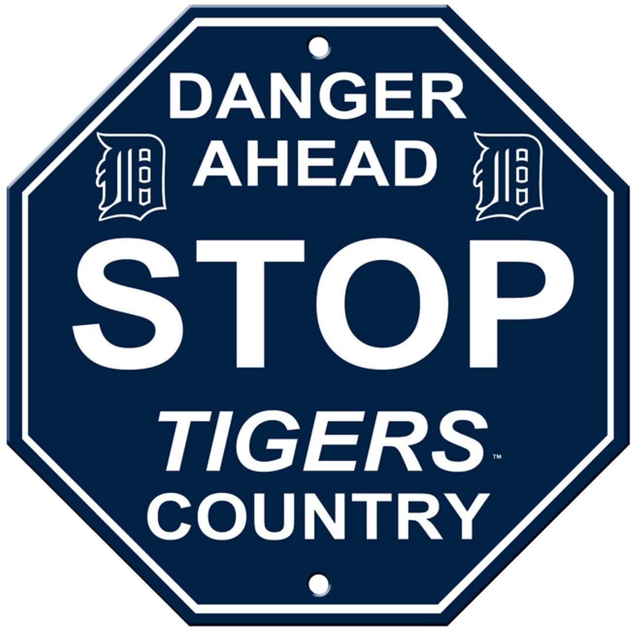Rico Industries, Inc. Tigers 12" Plastic Wall Stop Sign Country Danger Ahead Baseball