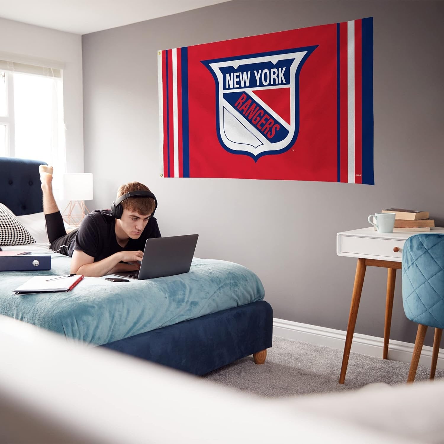 Rico Industries NHL New York Rangers Alternate 3' x 5' Banner Flag 3' x 5' Banner Flag Single Sided - Indoor or Outdoor - Home Décor
