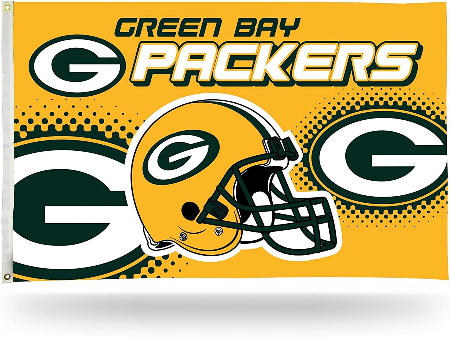 Green Bay Packers Premium 3x5 Feet Flag Banner, Helmet Design, Metal Grommets, Outdoor Indoor