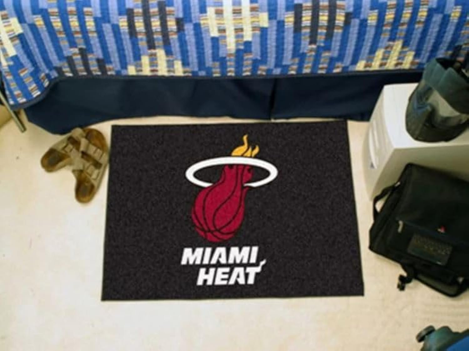 Miami Heat Floor Mat Area Rug, 20x30 Inch, Nylon, Anti-Skid Backing, Officially Licensed