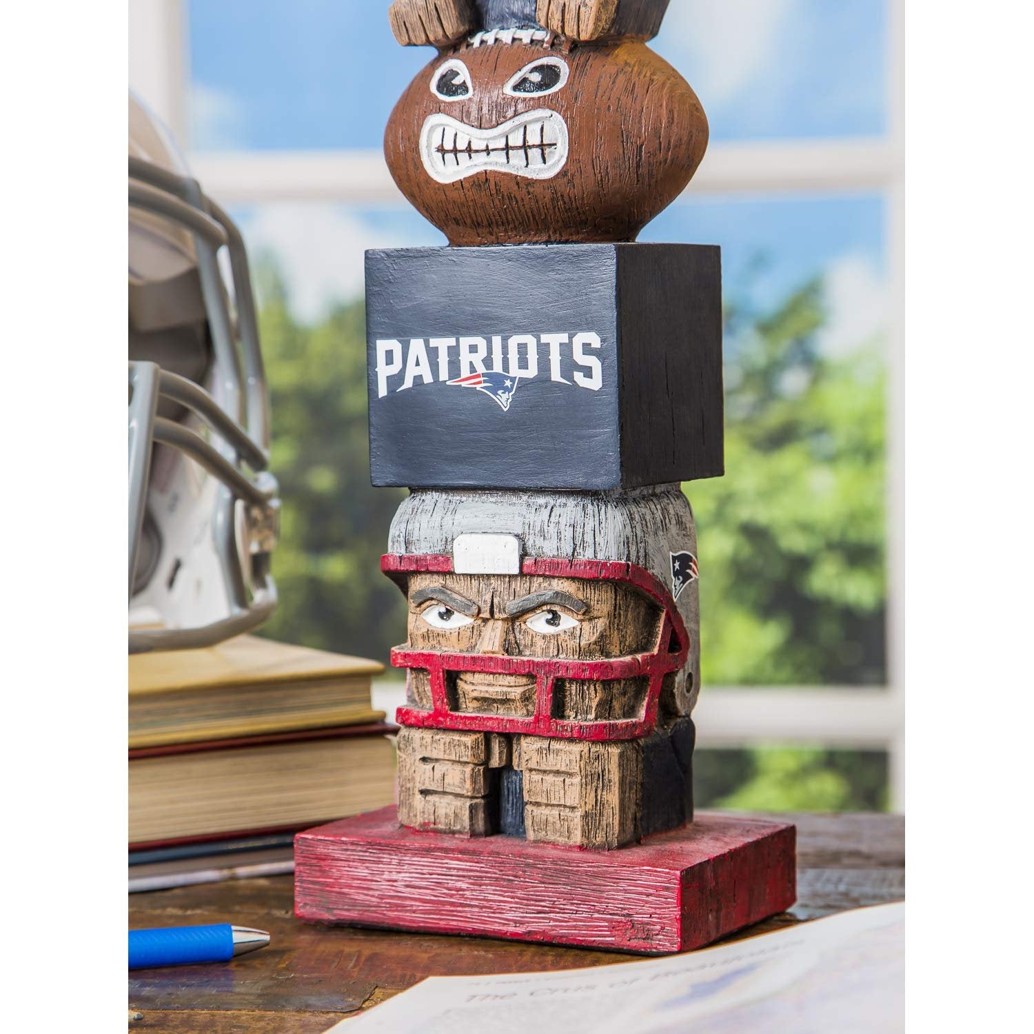 New England Patriots Tiki Totem Garden Statue, Hand Painted Resin, 16 Inch, Indoor Outdoor Decor, Officially Licensed