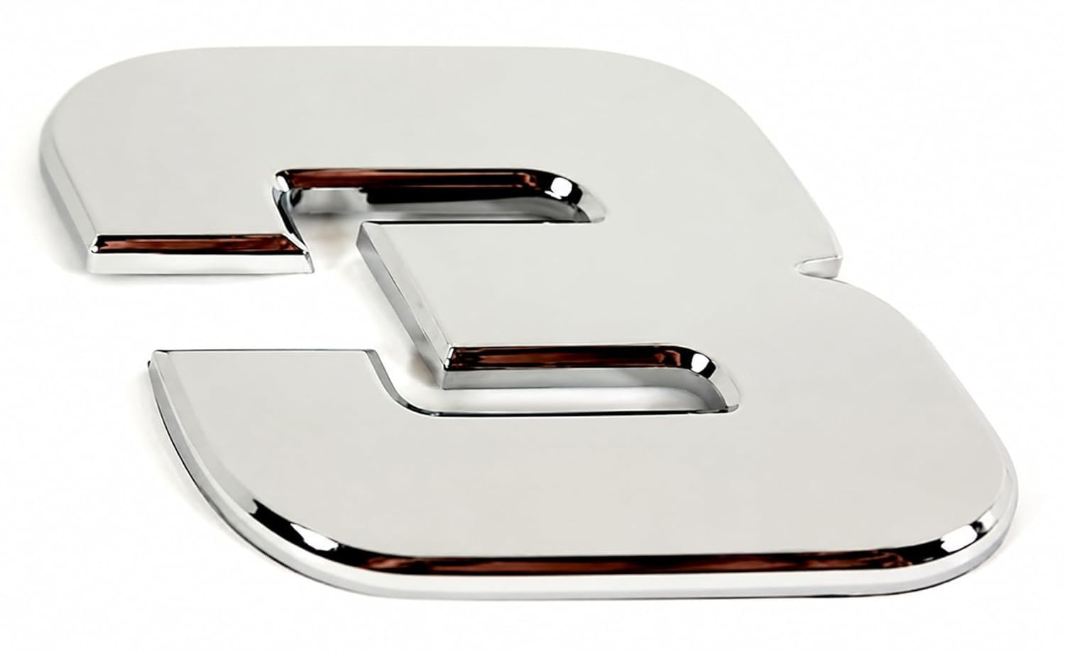 Dale Earnhardt Sr #3 Auto Emblem Badge, Silver Chrome, Chrome Plated Plastic, Adhesive Mount