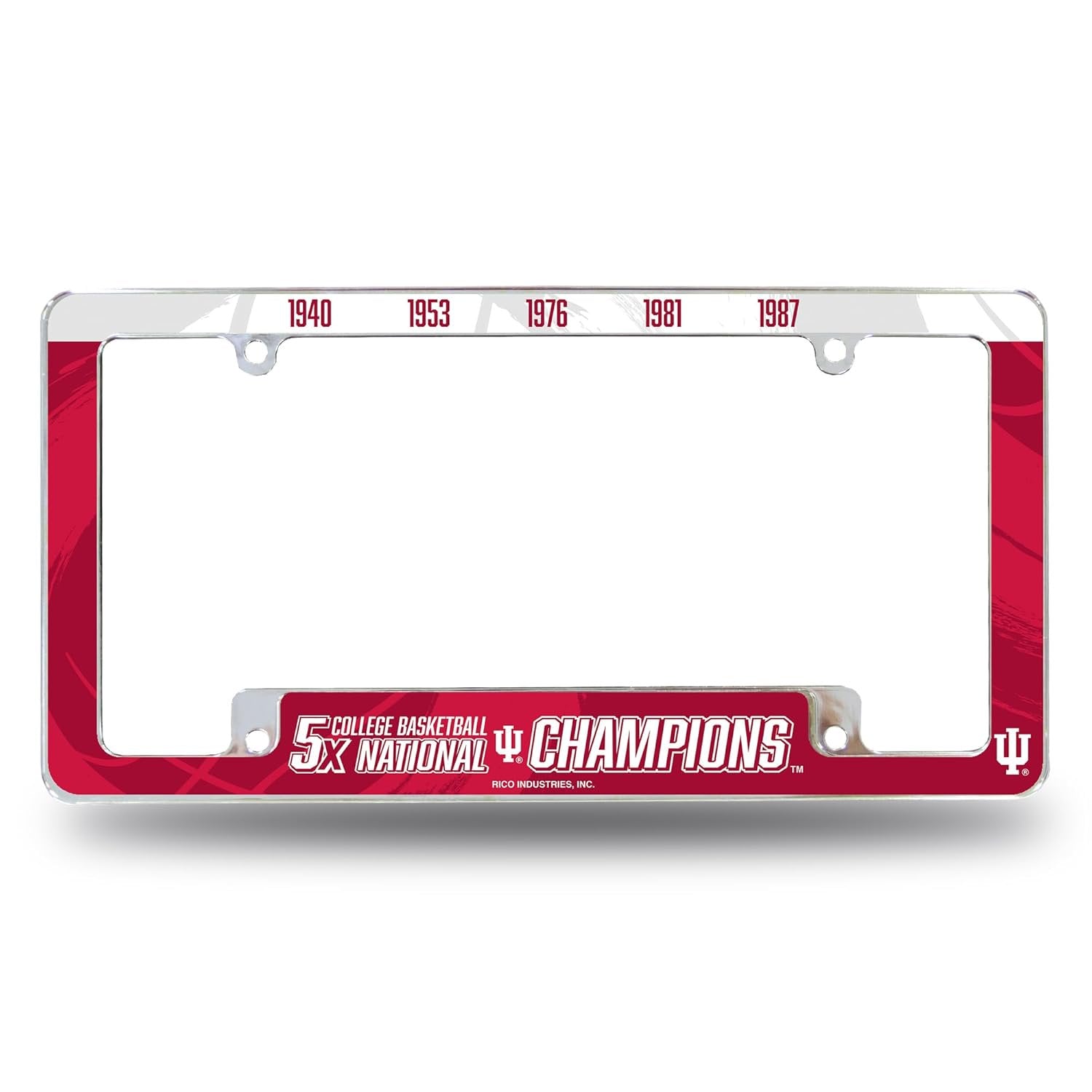 Indiana University Hoosiers Premium Metal License Plate Frame Tag Cover, 5-Time Champions, 12x6 inch, Pre-Drilled Holes, Officially Licensed