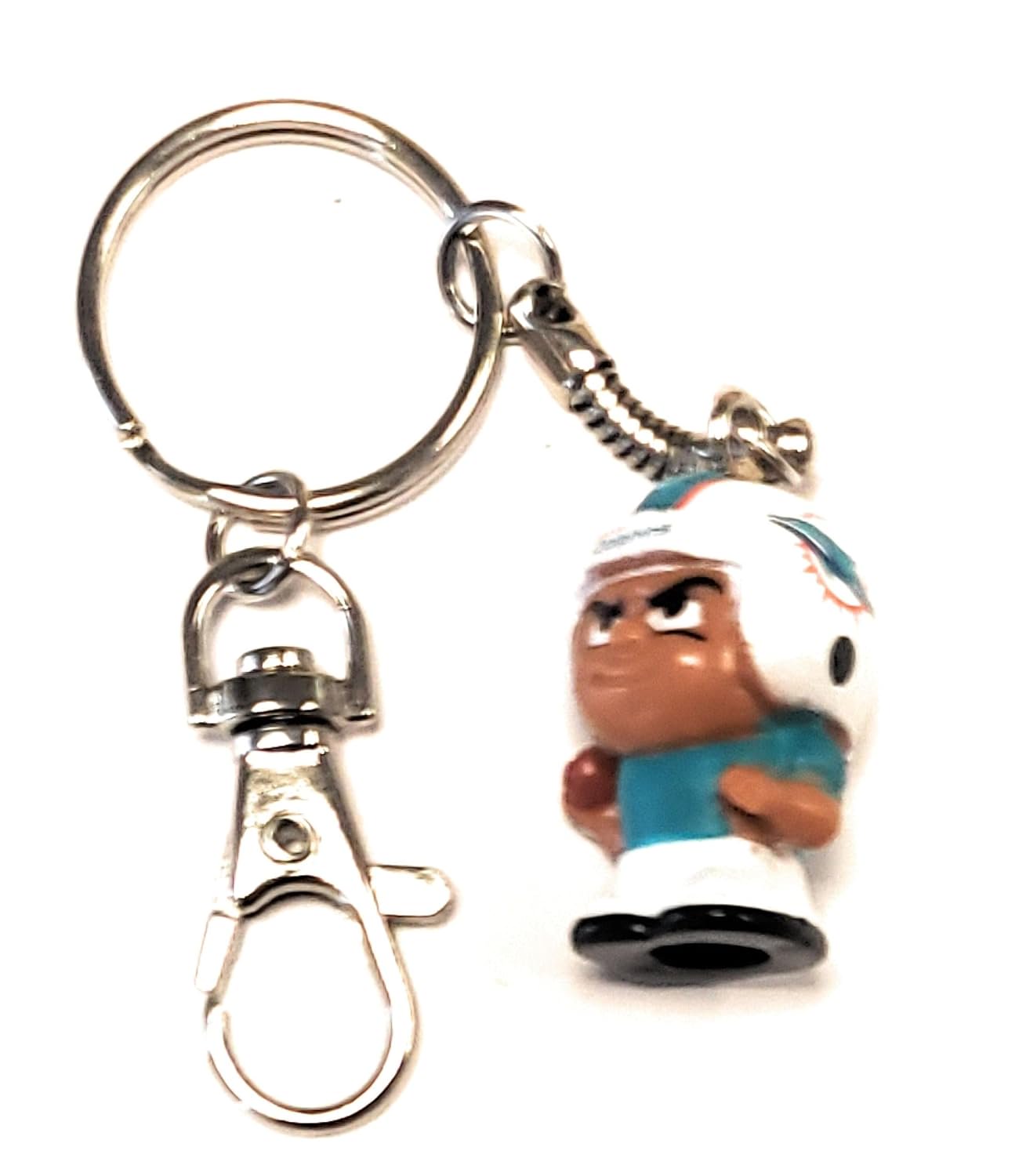 Miami Dolphins Keychain Carabiner, 1 Inch Teeny Mate Player, Officially Licensed