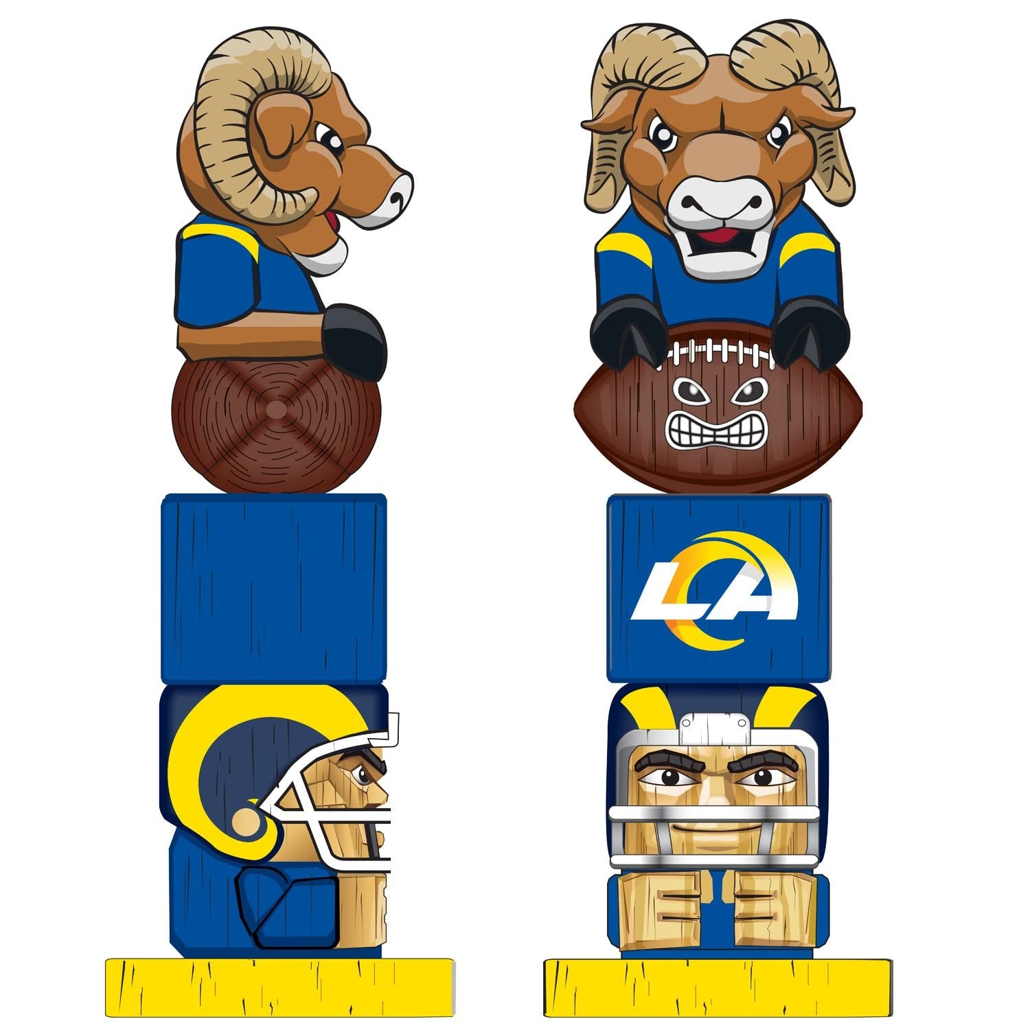 Los Angeles Rams Tiki Totem Garden Statue, Hand Painted Resin, 16 Inch, Indoor Outdoor Decorative Sports Mascot, Officially Licensed