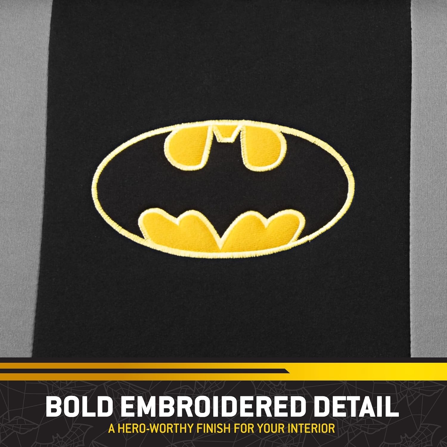 Warner Bros DC Comics Batman Car Accessories 9pc Set, Universal Fit Car Seat Covers and Head Rests with Side Airbag Compatibility, Front & Rear Seats, Officially Licensed