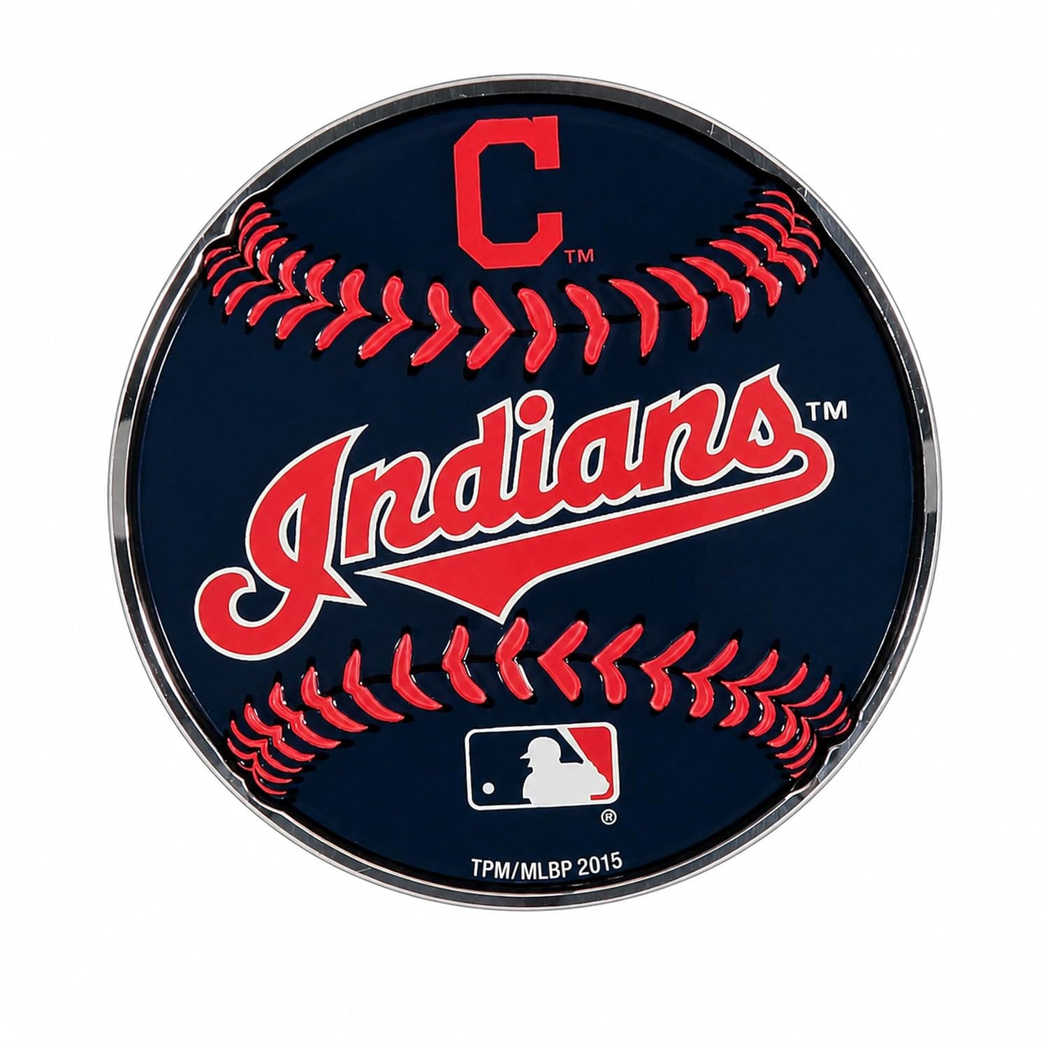 Cleveland Indians Guardians Premium Raised Aluminum Metal Color Auto Emblem Decal Badge, Retro Logo, Baseball Design, Full Adhesive Backing, Officially Licensed