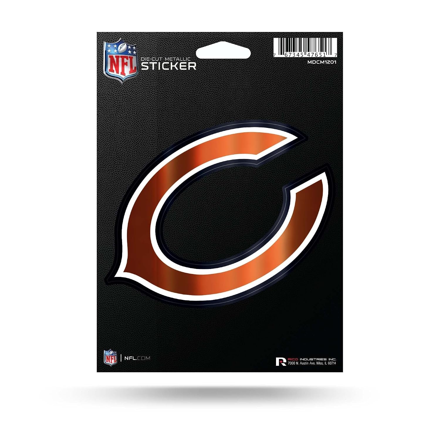 Chicago Bears 5 Inch Vinyl Die Cut Decal Sticker, Chrome Shimmer Metallic Design, Helmet Logo, Full Adhesive Backing, Peel & Stick, Officially Licensed, Made in the USA