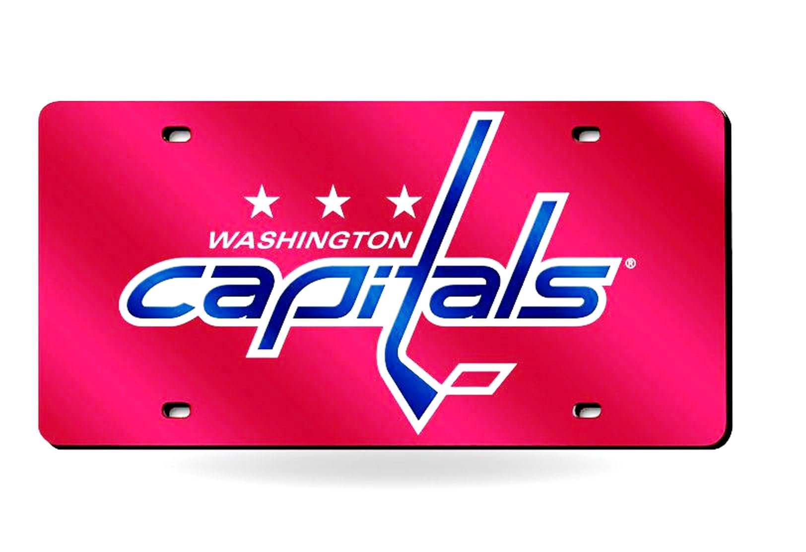 Washington Capitals Premium Laser Cut Tag License Plate, Red Mirrored Acrylic Inlaid, 12x6 Inch, Pre-drilled Holes, Officially Licensed