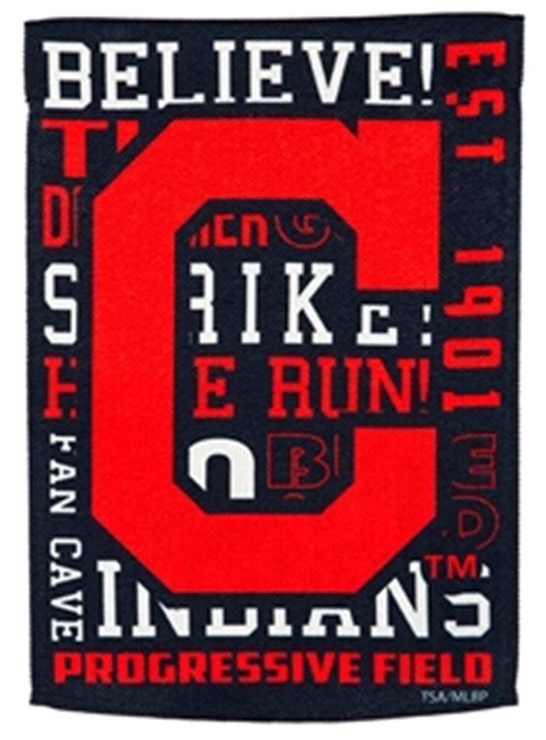 Cleveland Indians Guardians Premium Double Sided Vertical House Banner Flag, Retro Logos with Fan Rules Design, Linen, 28x44 Inch, Officially Licensed