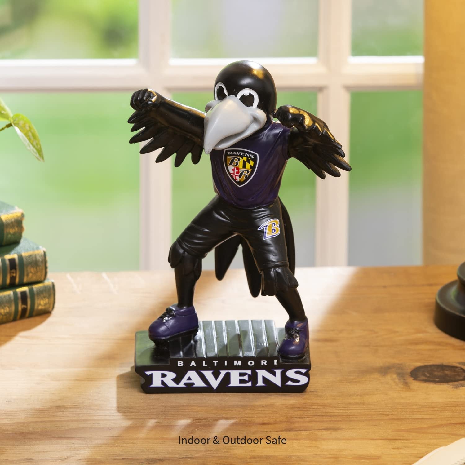 Baltimore Ravens Team Mascot Garden Statue, Hand Painted Resin, 12 Inch, Indoor Outdoor Decorative Sports Mascot, Officially Licensed