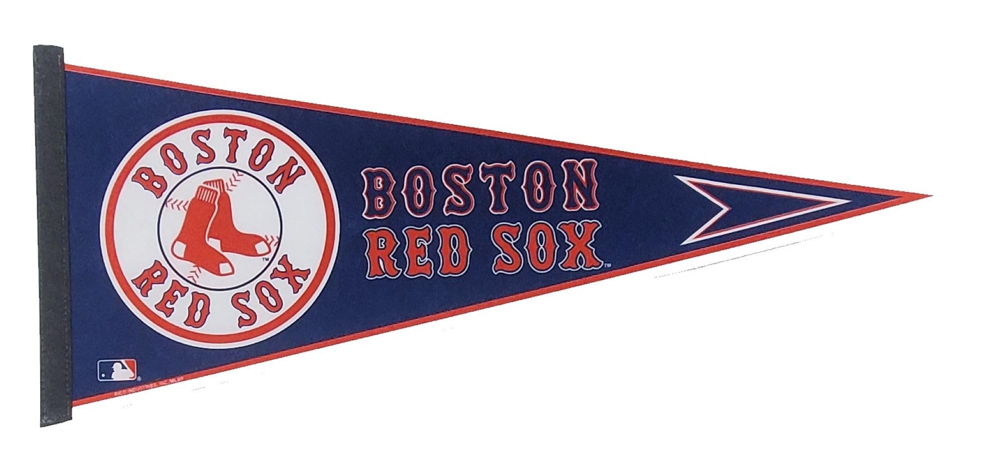 Boston Red Sox Soft Felt Pennant, Round Logo, 12x30 Inch, Officially Licensed, Made in the USA