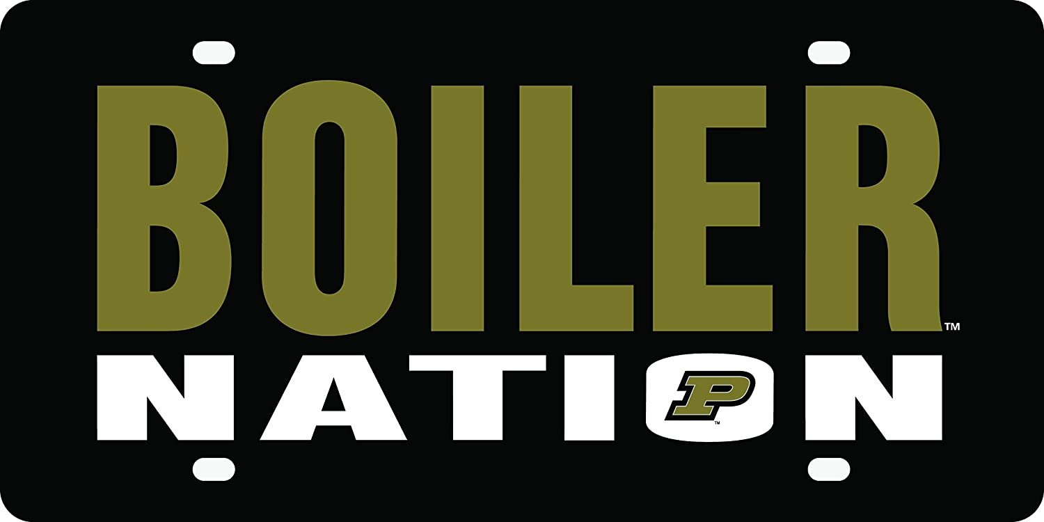 Purdue University Boilermakers Premium Laser Cut Tag License Plate, Nation, Mirrored Acrylic Inlaid, 6x12 Inch