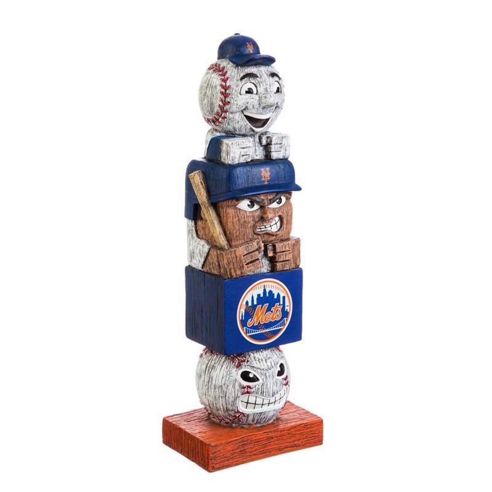 New York Mets Team Garden Statue Tiki Tiki Totem, Hand Crafted Resin, 16 Inch Tall, Indoor Outdoor Decorative Mascot Figure, Officially Licensed