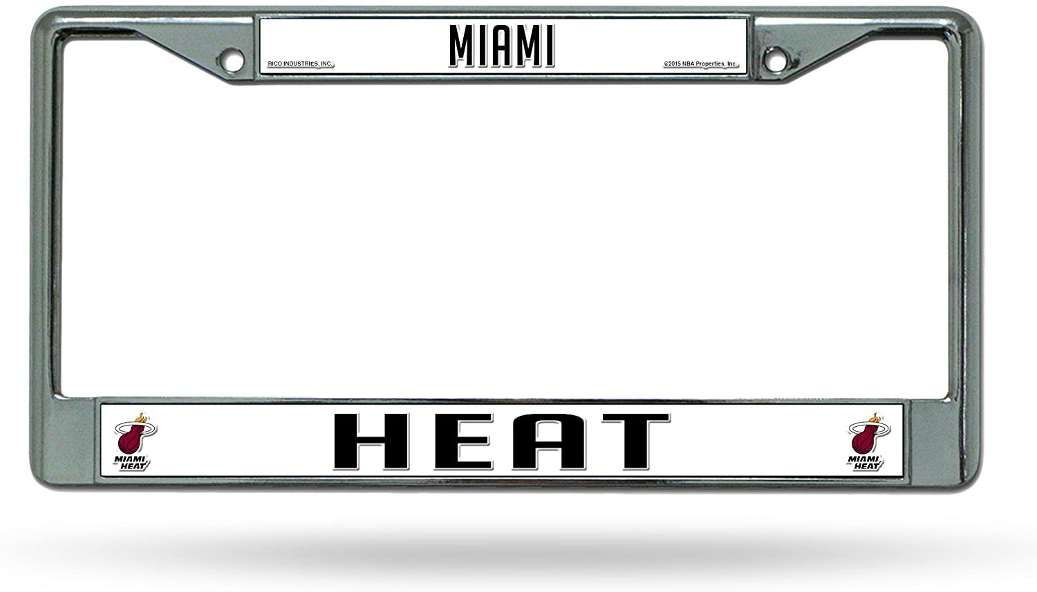 Rico Industries NBA Miami Heat Standard Chrome License Plate Frame Team Color, 6 x 12.25-inches