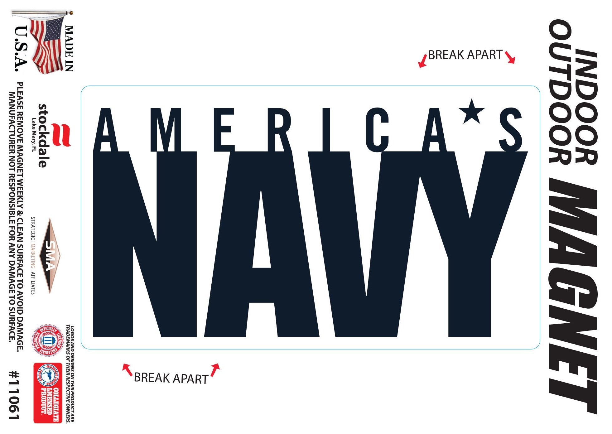 United States Navy Military 5 Inch Perfect Cut Magnet, Heavy Duty, Auto or Home Use, Full Magnetic Backing, Peel and Stick Application, Officially Licensed, Made in the USA