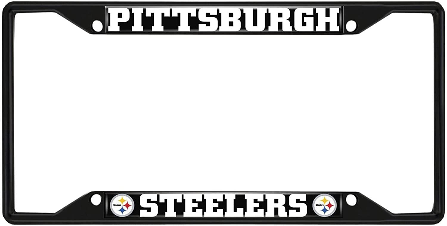 FANMATS 31371 Pittsburgh Steelers Metal License Plate Frame Black Finish