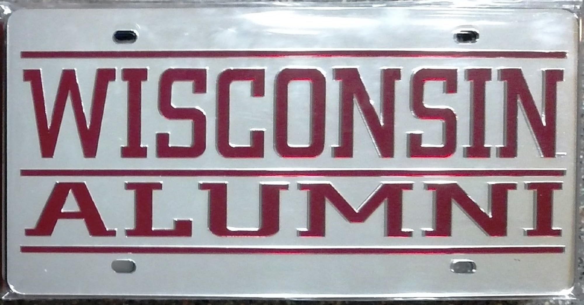 Wisconsin Badgers Silver Mirrored Alumni License Plate