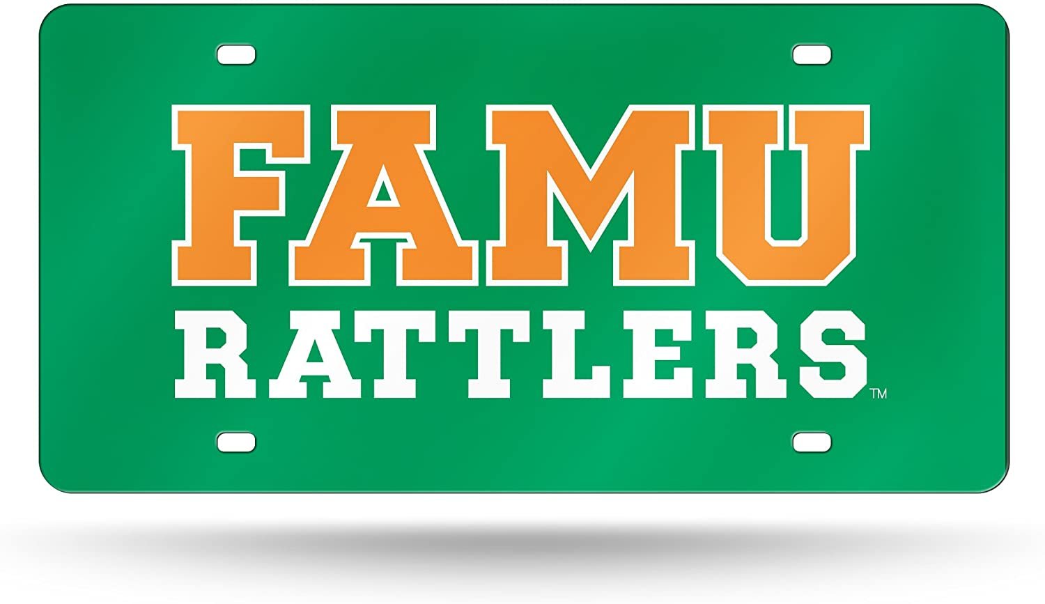 Florida A&M University Rattlers Premium Laser Cut Tag License Plate, Green, Mirrored Acrylic Inlaid, 12x6 Inch