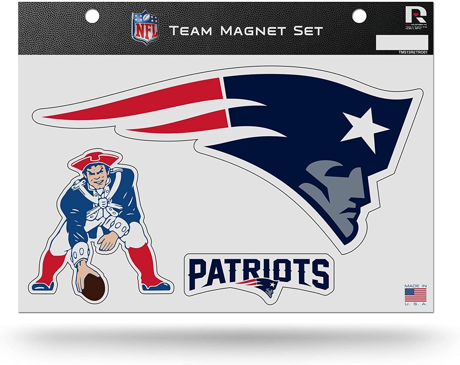 New England Patriots Multi Magnet Sheet Retro Logo Shape Cut 8x11 Inch