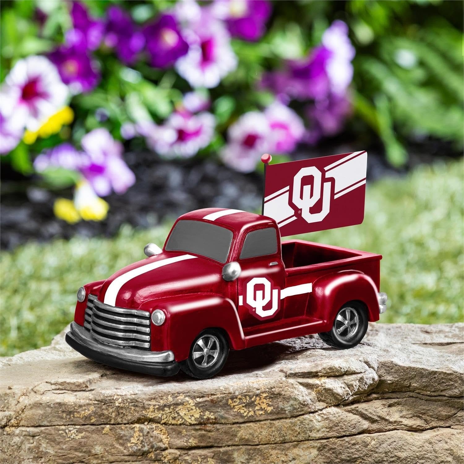 University of Oklahoma Sooners 9 Inch Metal Rally Truck Statue, Outdoor Garden or Indoor Fan Decor, Sports Fan Collectible Figurine, Officially Licensed