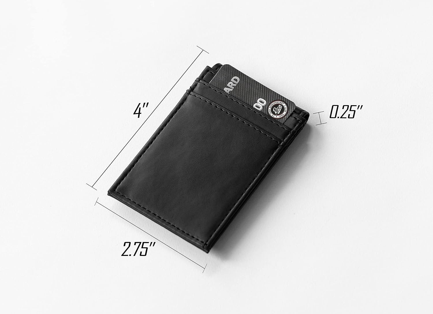 Atlanta Falcons Premium Black Leather Wallet, Front Pocket Magnetic Money Clip, Laser Engraved, Vegan