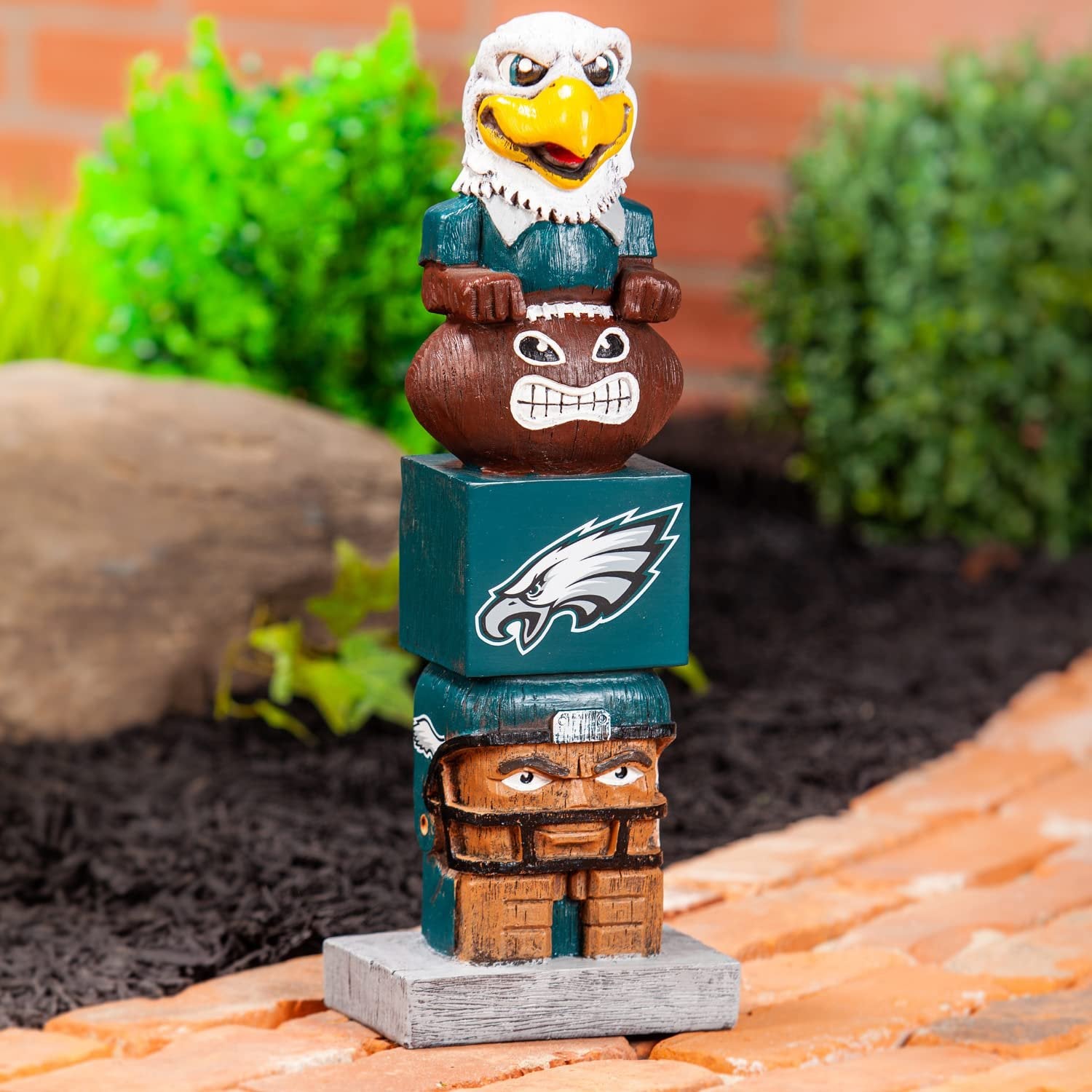 Philadelphia Eagles Tiki Totem Garden Statue, Hand Painted Resin, 16 Inch, Indoor Outdoor Decorative Sports Mascot, Officially Licensed