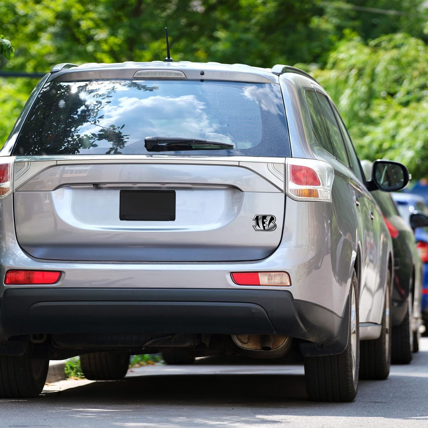 Cincinnati Bengals Auto Emblem, Silver Chrome Color, Raised Molded Plastic, 3.5 Inch, Adhesive Tape Backing