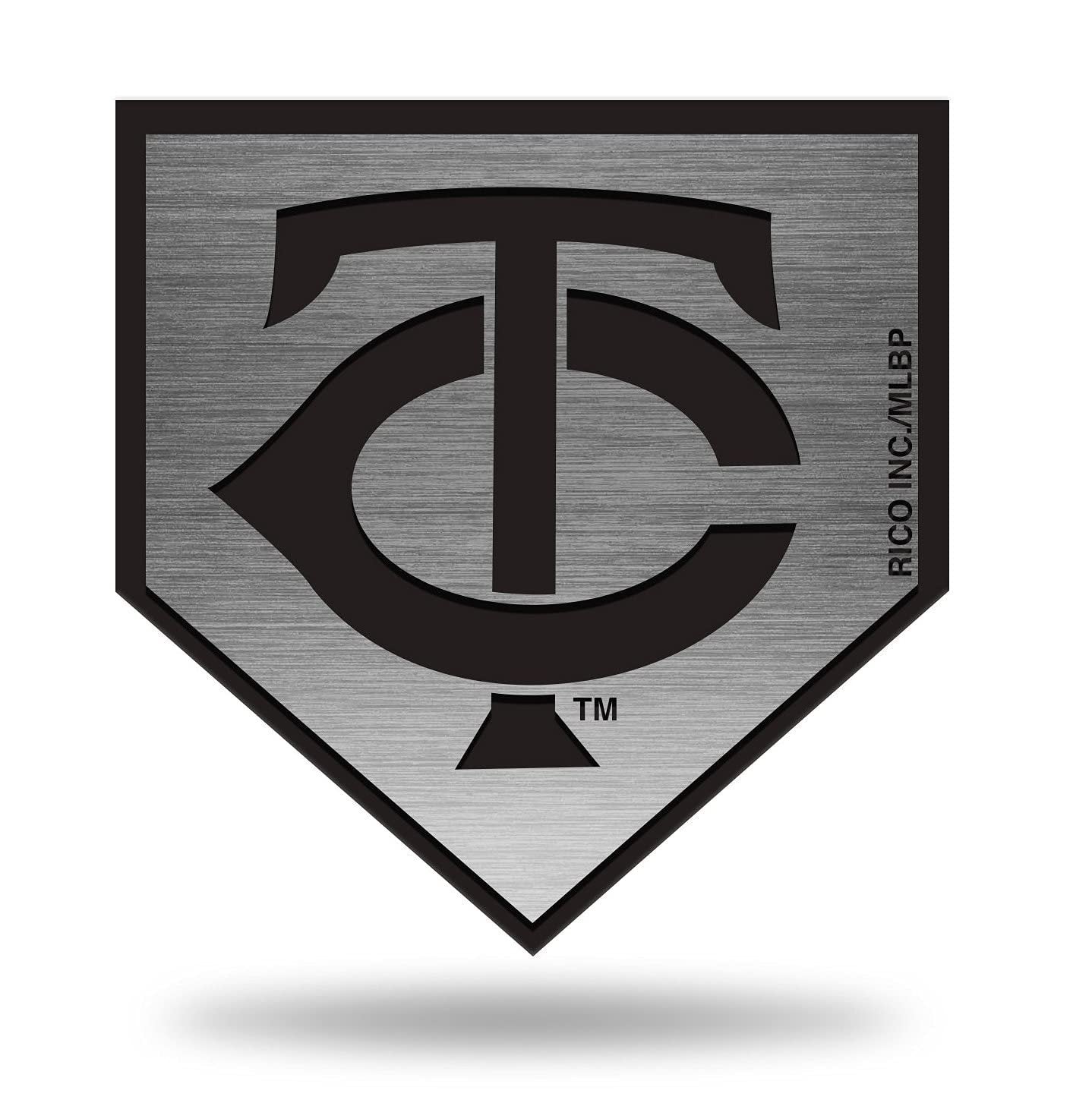 Minnesota Twins Premium Solid Metal Auto Emblem, Antique Nickel Design, Plate Design, Die Cut, Full Adhesive Backing, Officially Licensed