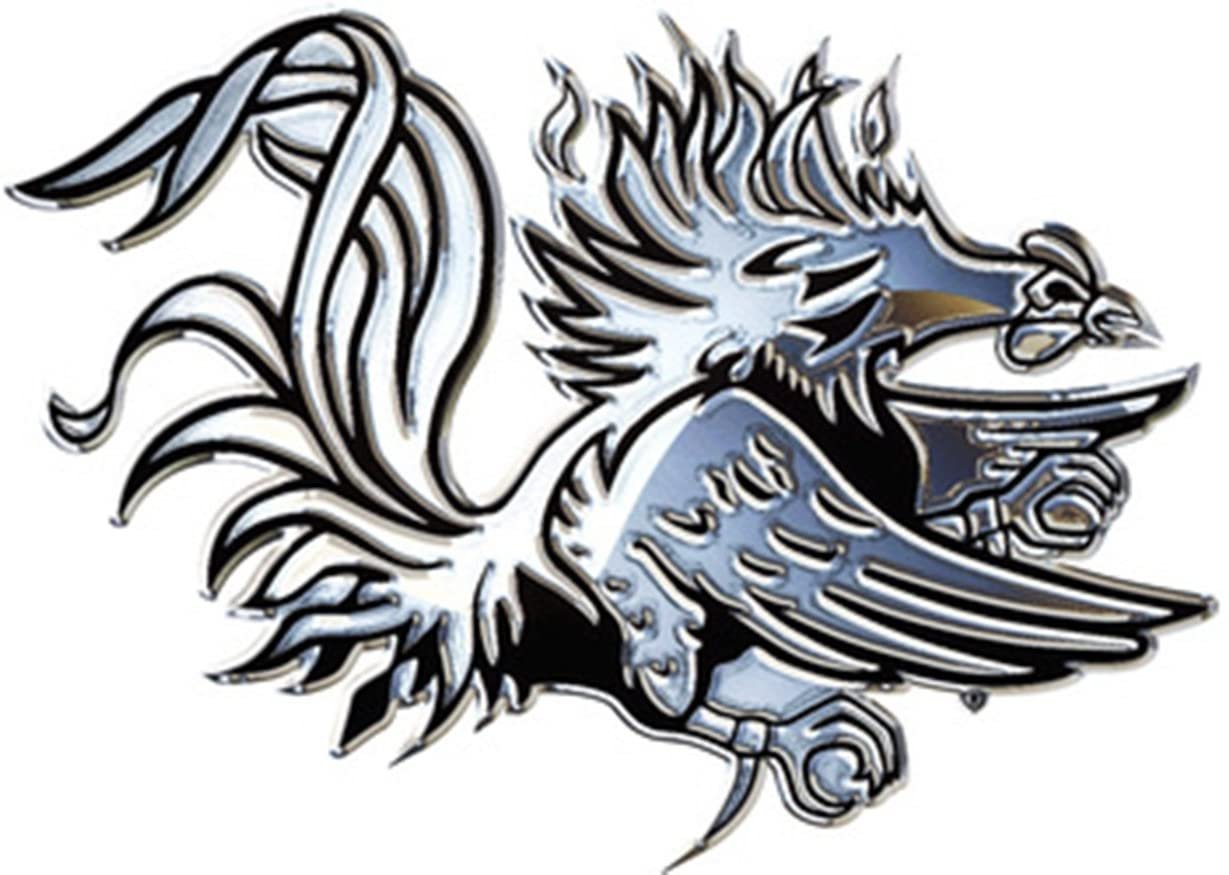 University of South Carolina Gamecocks Premium Solid Metal Raised Auto Emblem, Shape Cut, Adhesive Backing